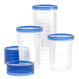 Reusable Soup Containers with Airtight Twist Top Lids, Versatile BPA-Free Plastic Containers for Ice Cream, Lunch, Leftovers, Microwave, Dishwasher and Freezer Safe [12 Pack-32 oz]