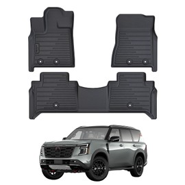 AltraVos 2 Rows Floor Mats for 2025 Nissan Armada 7 and 8 Passenger Models,TPE All Weather Protection Car Floor Liners Accessories | Front & Second Rows, 3-Pc