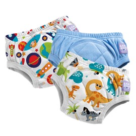 Bambino Mio Toddler Potty Training Pants 3 Pack 3-4 Years Blue Astronauts & Dino Reusable Washable Baby Toddler Boys Girls Cross Stitch