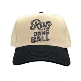 Run The Dang Ball Two Tone Baseball Hat Adjustable Baseball Cap for Streetwear, Tailgates, Rodeos & Festival Fashion (US, Alpha, One Size, Natural Black)