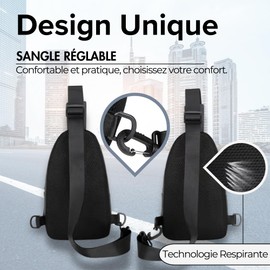 CROMPI Men's Shoulder Bag – Stylish and Robust – Chest Bag for Travel, Work and Daily, Modern and Functional Design with Waterproof Fabric, grey, Large capacity 30*18*10cm