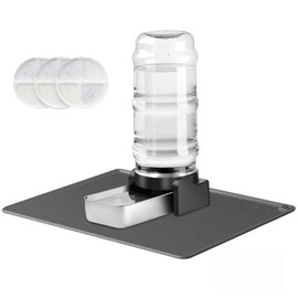 Marchul 2.3 Gallon Dog Water Dispenser, Large Dog Water Dispenser with Placemat and Stainless Steel Bowl, Automatic Gravity Pet Bowl for Dogs Medium to Large (3 Filters) 8.6L