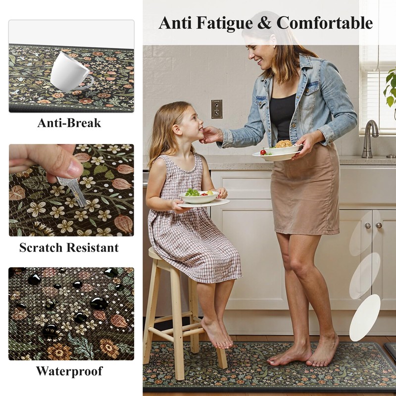 Collive Anti Fatigue Mats for Kitchen Floor, Cushioned Comfort Kitchen