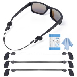 Maitsol Adjustable Glasses Strap (3 Pcs) - Sunglasses Strap for Men Women - Black Eyeglasses Strap - Eye Glasses Holder Around Neck, Sports Glasses Strap, Eyewear Retainer, Cable Glasses Lanyard