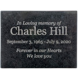Customized In Loving Memory Black Granite Memorial or Sympathy Gift. Offered in a Variety of Sizes to Meet your Needs and Budget (8 x 6 x .4")