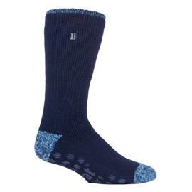 HEAT HOLDERS - Men's Winter Extremely Warm Non-Slip Thermal Socks with ABS, Navy Siskin