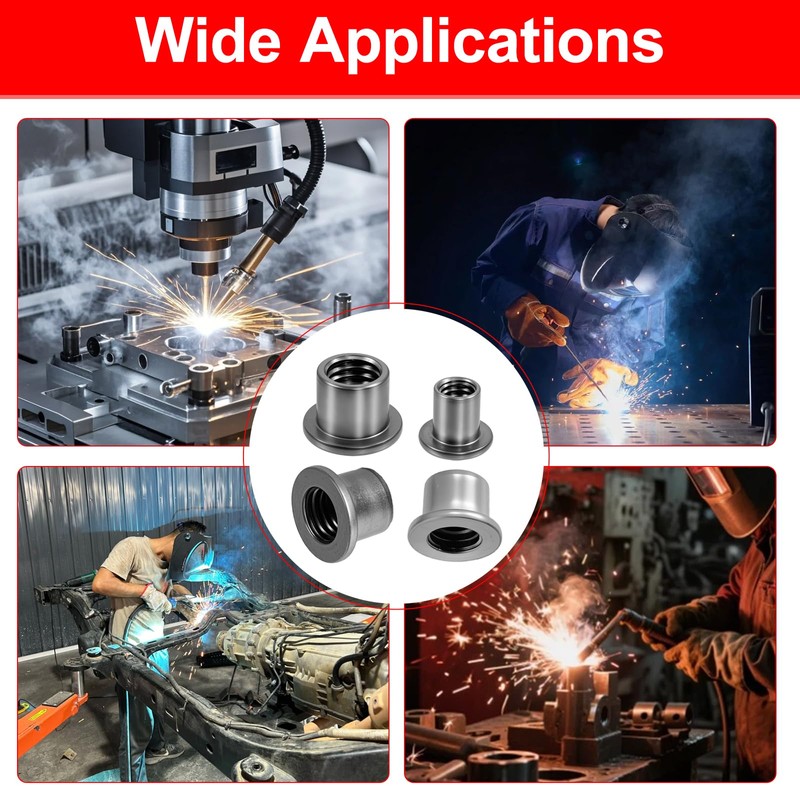 40pcs T-Shaped Weld Nuts, 4 Sizes 1/4"-20 5/16"-18 3/8"-16 1/2"-13,