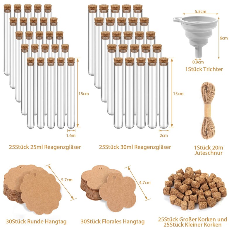 Pack of 50 Test Tubes Plastic Transparent Test Tubes