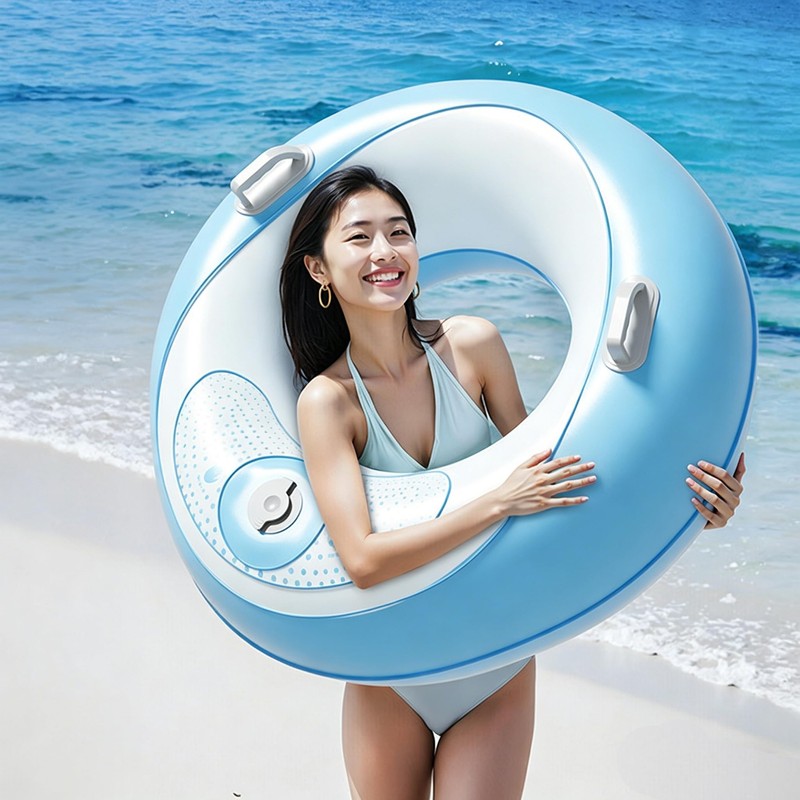 浮き輪 うきわ 内蔵ポンプ一体型 浮輪 大人用 子供用 90/100/120cm 取って付き 空気漏れ防止 厚手素材
