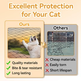 Klmnop Cat Netting Balcony, 10 x 13 ft Steel Reinforced Safety Screen for Pets Anti-Fall, Cat Mesh Fence for Balcony, Window, Stair(Black)