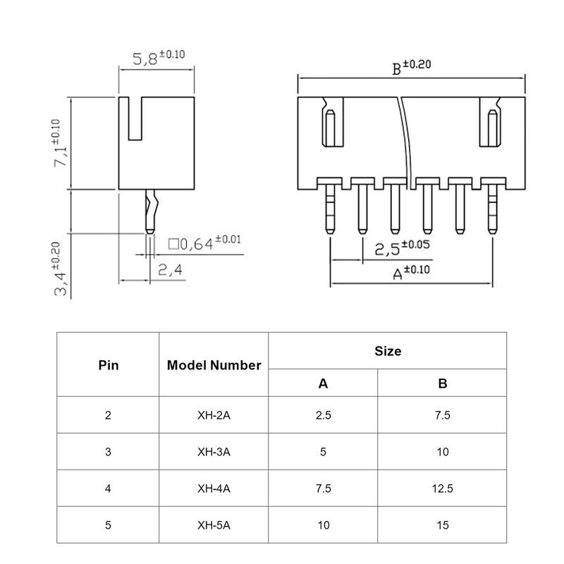 720PCS JST XH 2.54mm Connector Kit,Male and Female 2/3/4/5 Pin