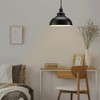 Metal Ceiling Lamp Shade 29cm Black Inner White Easy Fit