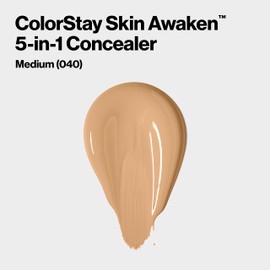 Revlon ColorStay Skin Awaken Corrector 5 en 1, Maquillaje facial ligero, cremoso y duradero con cafeína y vitamina C, para imperfecciones, círculos oscuros y enrojecimiento, 040 Medium, 0.27 fl oz