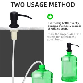 Soap Dispenser for Kitchen Sink and Tube Kit (Brushed Nickel),47" Built in Stainless Steel Sink Soap Dispenser,Black Brushed Nickel (Black)