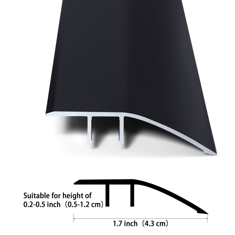 Trimold Aluminum Profile Floor Transition Strip, Matte Black, 35.4" x