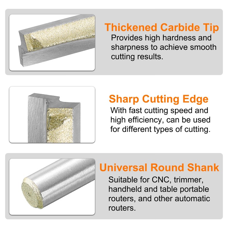 sourcing map Bottom Cleaning Router Bit 1/4" Diameter 1/4" Shank