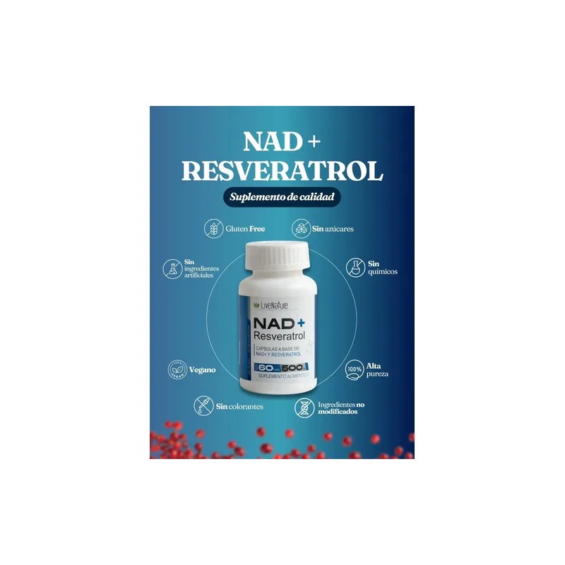 Nad Resveratrol 120 Cápsulas Live Nature Natural Antioxidant Supplement