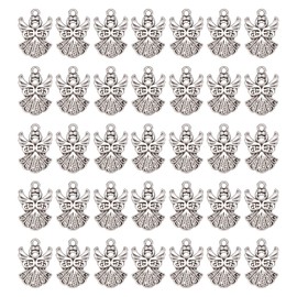 SUNNYCLUE 1 Box 100Pcs Angel Charms Tibetan Style Angels Charm Antique Silver Alloy Christmas Angel Wing Charms for jewellery Making Charms DIY Keychain Earrings Easter Thanksgiving Party Favor Gift