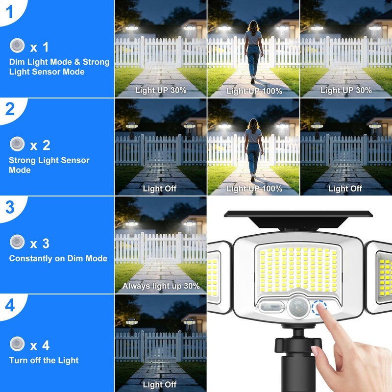 Tryme Clip On Solar Lights Outdoor, Motion Sensor, 231 LEDs