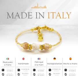 Sospiri Venezia - Women's Bracelet with 3 Murano Glass Beads, Original Bracelet, Ideal Jewelry for Gift, Made in Italy with Certificate (White)