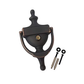 QCAA Solid Brass Door Knocker, 7", with 160 Degree Glass Len Door Viewer (UL Listed), Venetian Bronze, 1 Pack, Made in Taiwan