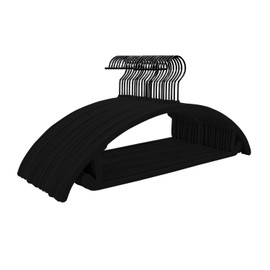 MIZGI Premium Velvet Hangers 50 Pack Heavyduty- Non Slip No Shoulder Bump Suit Hanger - Black Hooks,Space Saving Clothes Rounded Shape for Coat,Sweater,Jackets,Pants