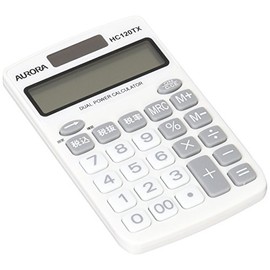 オーロラジャパン ハンディ電卓 12桁表示 税計算機能付 ホワイト HC120TX-W
