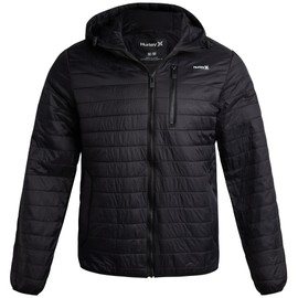 Hurley Men's Jacket - Balsam Lightweight Packable Puffer Coat - Weather Resistant Outerwear Windbreaker Coat for Men (M-XL), Size Medium, True Black