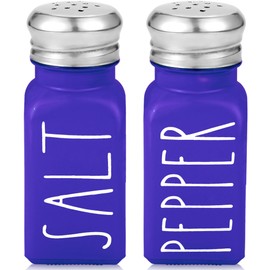 Purple Salt and Pepper Shakers Set by Brighter Barns - Modern Farmhouse Kitchen Decor and Accessories - Cute Salt and Pepper Set - Glass Shakers & Stainless Steel Lids for Home, Restaurants (Purple)