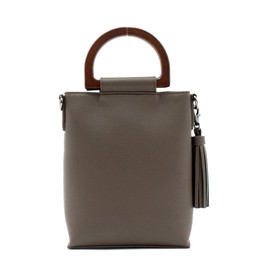 VITAFELICE Inb-90031p Women's 2-Way Pochette with Wood Handle, coffee