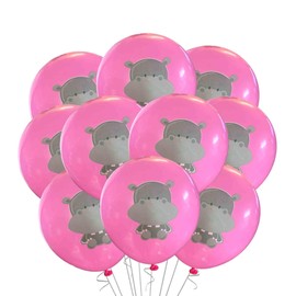 Pink Hippopotamus Latex Balloons 12 Count, Cartoon Hippo Birthday Party Decoration, Girls Hippo Party, Cute Hippo Balloons, 12 Inch Standard Size (Pink)