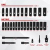 Mayouko 1/2" Drive Impact Deep Socket Set, SAE (3/8 to