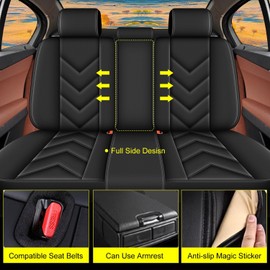 RAWAKORW Car Seat Covers Fit for Lexus ES 300H/350 2014-2018 Full Set 5 Seats Leather Automotive Seat Covers Waterproof Seat Cushion Protector Compatible with Airbag(2 Rows 5 Seats,Black)