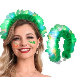Reaky St Patricks Day Headband Green Irish Hair Band Headband Festival Costume Hair Accessories for Women Green