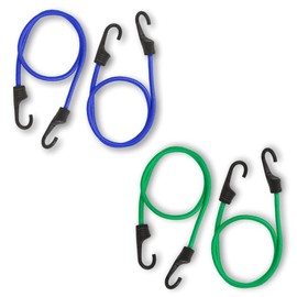 EKNA 4 Rubber Tensioners with Hooks, Luggage Tensioner Set for Bicycle, Motorcycle, Trailer, Car, Caravan, Extra Strong (Green, 50 kg - Blue, 50 kg)