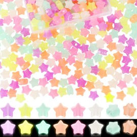 CCOZN 200 Pcs Glow in Dark Star Beads for Jewelry Making, Luminous Star Pony Beads Bulk with Box, 13mm Star Beads Charms, Glow in Dark Beads for DIY Crafts Bracelet