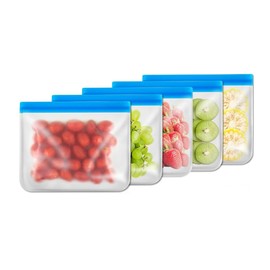 6 Pcs Reusable Freezer Bags Leakproof Food Storage Bags Containers Organizer for Sandwich Snack Fruits and Vegetables(Translucent)