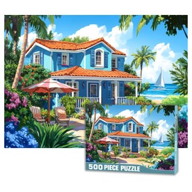 500 Pieces Jigsaw Puzzle for Adults Beach Villa Family Puzzle Game Funny Jigsaw Puzzle (Beach Villa, 500 Pieces)