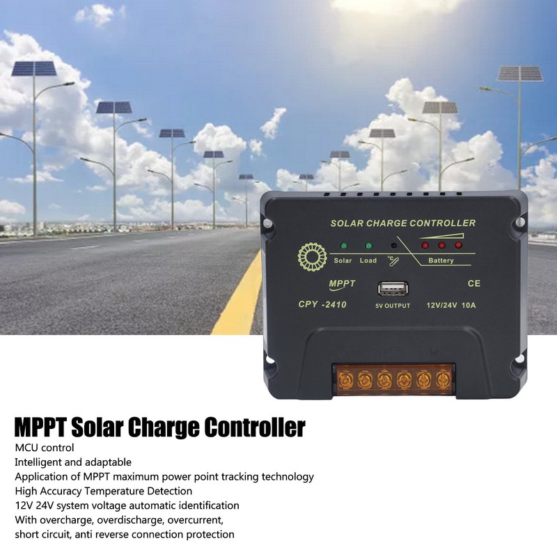 Solar Charge Controller 12V 24V Automatic Adaptation 10A MPPT Solar