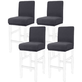PiccoCasa Stretch & Removable Dining Chair Covers for Pub Counter, Set of 4 Bar Stool Covers with Elastic Bottom - Spandex Short Back Chair Covers Protector Slategray