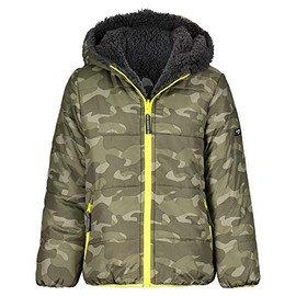 OshKosh B'gosh Boys' Heavyweight Colorblock Puffer Coat, Reversible Camo/Grey, 4