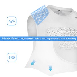Youth Baseball Chest Protector, Padded Compression Shirt, Support Softball Football Rugby Lacrosse Heart Sternum Guard (White,M)