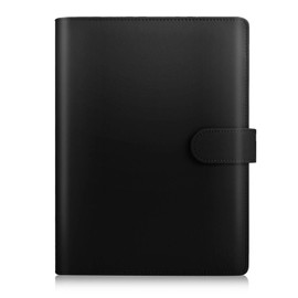 Sooez A5 Notebook Binder, 6 Ring Planner with Stylish Design, Loose Leaf Personal Organizer Binder Cover with Magnetic Buckle Closure, PU Leather Binder for Women with Macaron Colors (Black)