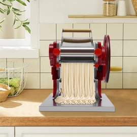 Pasta Maker Machine, Manual Hand Press, Adjustable Thickness Settings (0.5-5 mm), Noodles Maker with Washable Iron Rollers and Cutter, Perfect for Spaghetti, Fettuccini, Lasagna