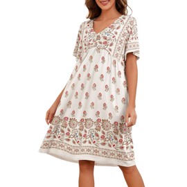 udforsk Plus Size Nightgowns for Women Mumu Dresses for Women Batas De Dormir Para Mujer Grandma Nightgown Mumu Dresses Apricot 4xl