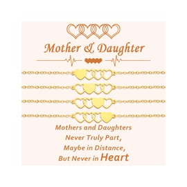 GBTBYS Mother Daughter Bracelets Set for 4 Mothers Day Gifts for Mom from Daughter Gift Ideas Daughters Gift from Mom Mother Mommy and Me Matching Wish Jewelry Gold