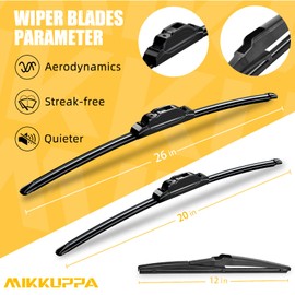 MIKKUPPA 26+"20+"12" Windshield Wiper Blades Replacement for 2008-2019 Toyota Highlander, Front Wiper Blades Rear Wiper Blades, Durable Stable Quiet All Season Wiper Blades Set (Pack of 3)