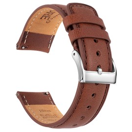 SEURE Quick Release Watch Band,Top Genuine Leather Watch Straps 19mm 20mm 21mm 22mm 24mm for Men and Women (20mm, Dark brown-Silver)