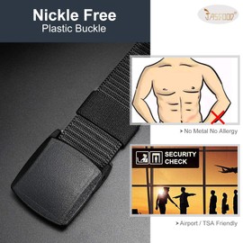 JASGOOD Nylon Breathable Military Tactical Style Adjustable Web Men Belt,A-Black(Transverse Stripe),Suit for Pant Size Below 60"