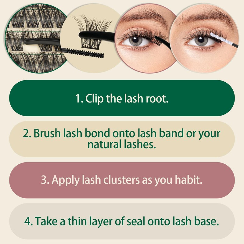 Lash Extension Kit 120pcs Lash Clusters Lash Bond and Seal